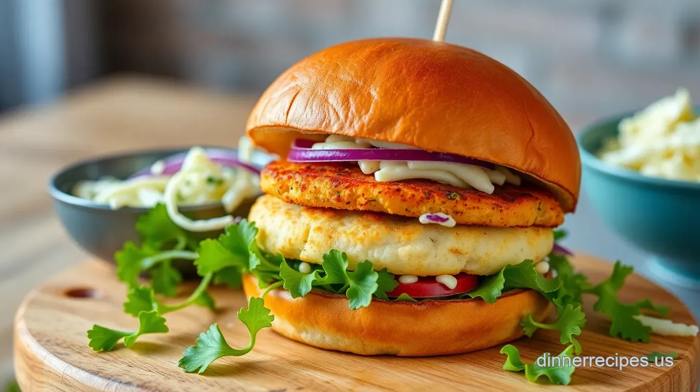 Quick Fish Burgers with Creamy Slaw