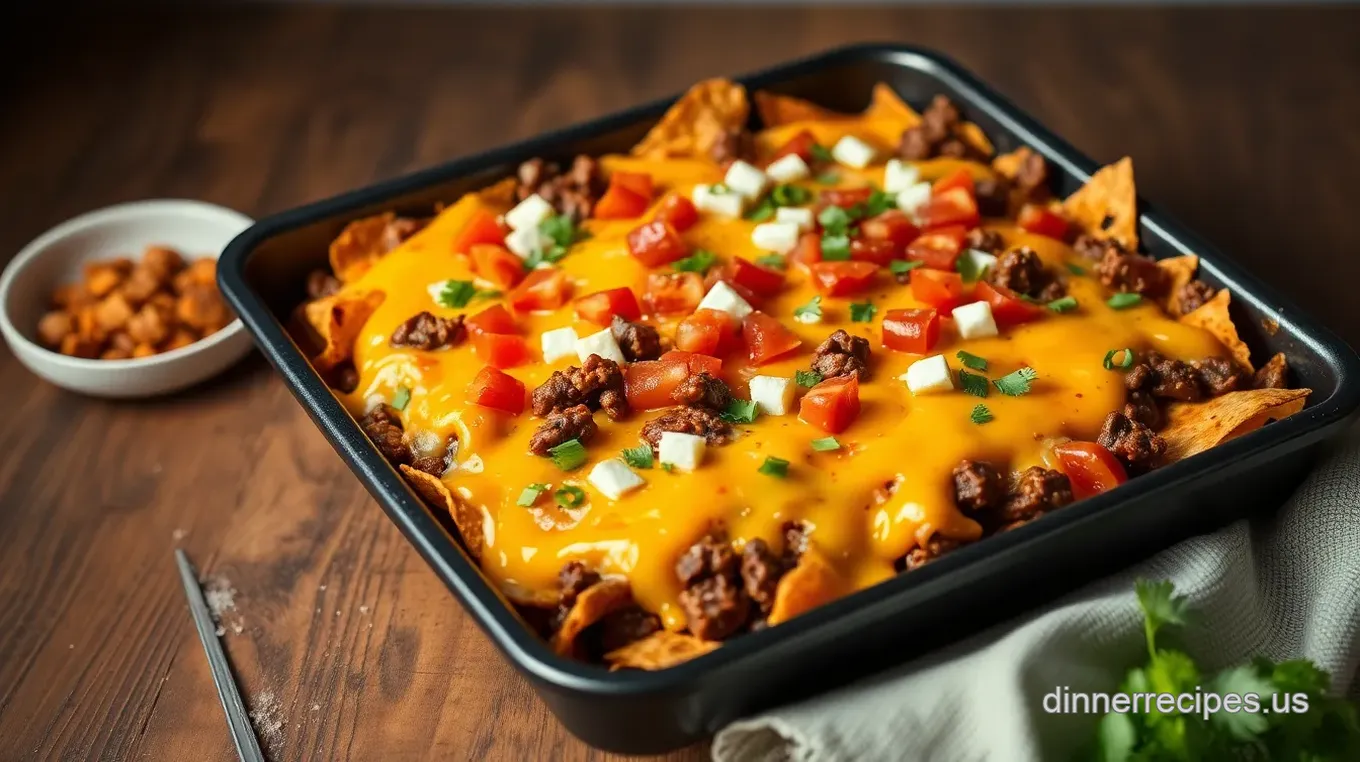 Bake Beef Sheet Pan Nachos: Cheesy Goodness