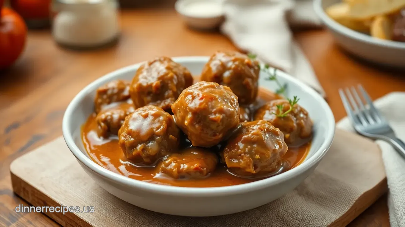 Savory Ground Beef Meatballs with Rich Gravy
