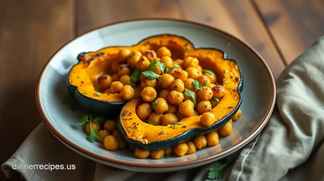 Roasted Acorn Squash with Curried Chickpeas