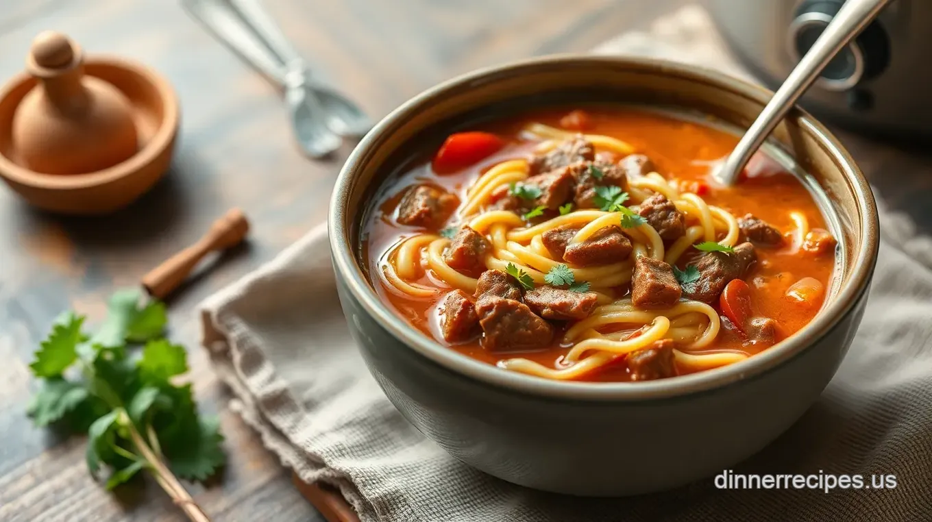 Savory Slow Cooker Beef Noodle Soup Delight