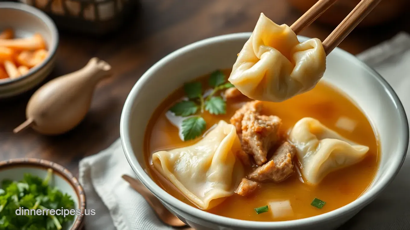 Quick Wonton Soup with Pork &amp Ginger