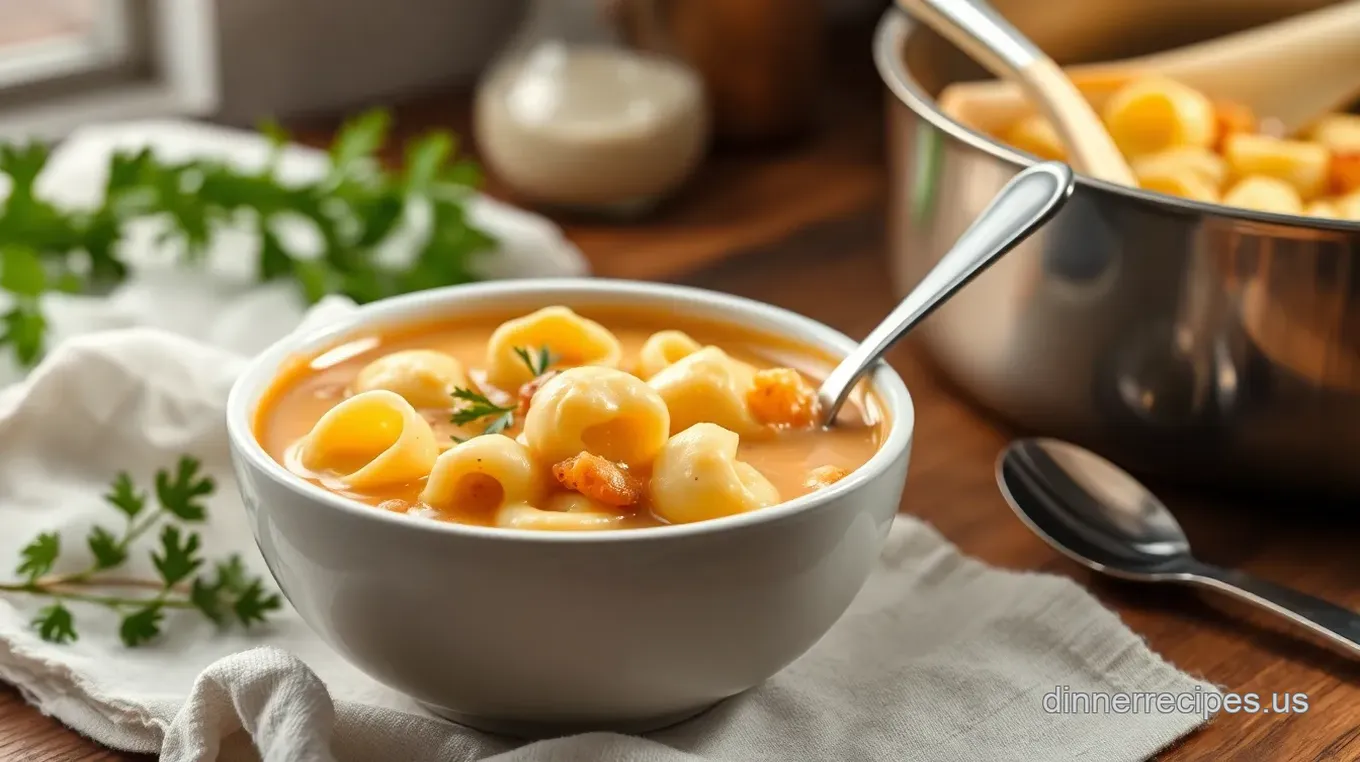 Stovetop Tortellini Soup with Creamy Goodness