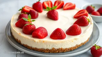 Heavenly Baked Creamy Cheesecake with Strawberries: A Family Favorite recipe card