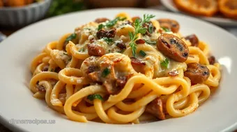 Best Creamy Baked Pasta Chicken Mushroom Bake: A Cozy Family Favorite! recipe card