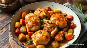 Easy, Savory Skillet Chicken Thighs with Veggies in 40 Min: A Family Favorite! recipe card