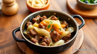 My Grandmother's Stovetop Beef Cabbage Delight in 80 Minutes recipe card