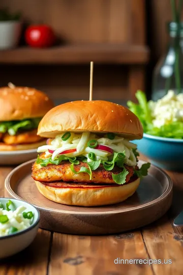 Quick Fish Burgers with Creamy Slaw presentation