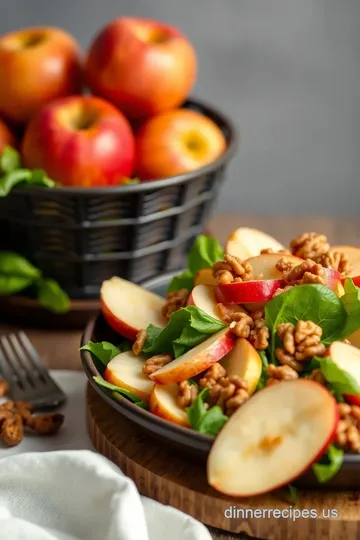 Fresh Apple Walnut Salad with Dressing presentation
