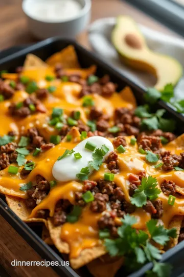 Bake Beef Sheet Pan Nachos: Cheesy Goodness presentation
