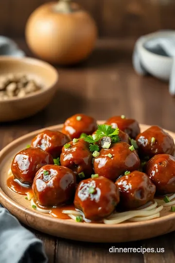Bake Beef Sticky Honey Garlic Meatballs presentation