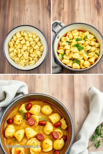 Baked Cheesy Tortellini with Sausage Delight steps