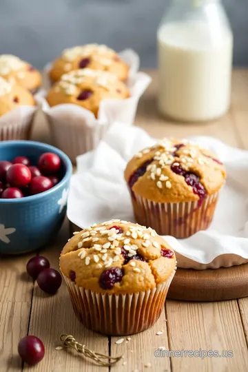 Cranberry Bliss Muffins with Crunchy Oat Topping presentation