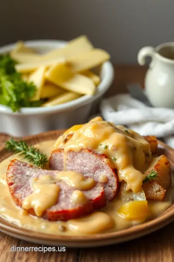 Bake Ham and Potatoes in Creamy Cheddar presentation