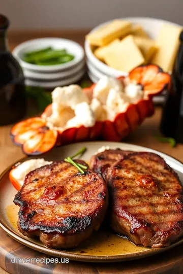 Quick and Elegant Baked Lobster Tails with Ribeye Steaks presentation