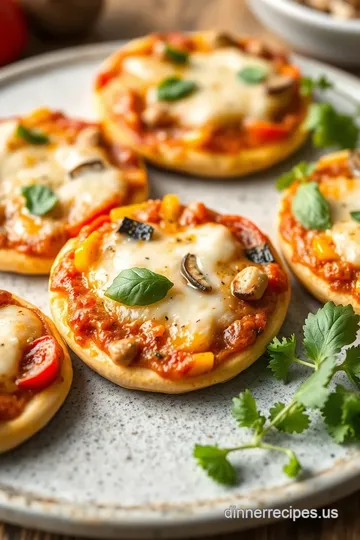 Mountain-Style Mini Pizzas with Colorful Veggie Toppings presentation
