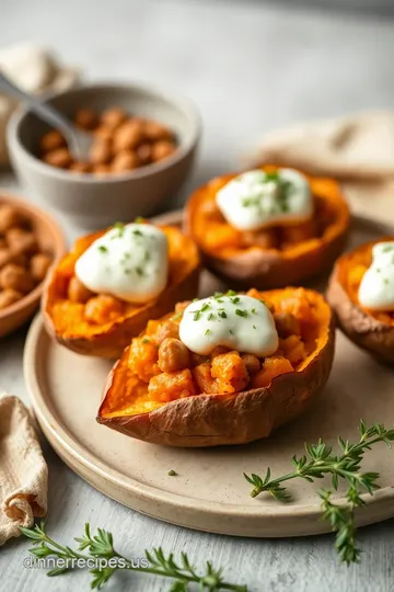 Creamy Baked Sweet Potatoes with Savory Toppings presentation