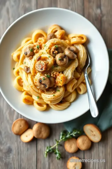 Creamy Baked Pasta with Chicken and Mushrooms presentation