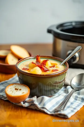 Slow Cooker Potato Soup with Crispy Bacon presentation