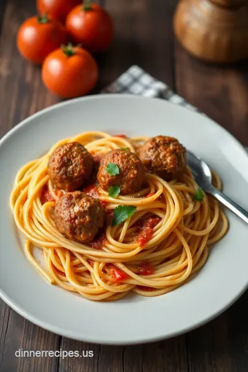 Quick Spaghetti with Savory Meatballs presentation