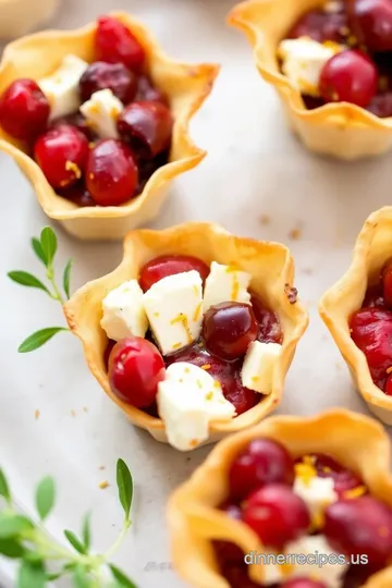 Cranberry and Goat Cheese Phyllo Cups presentation