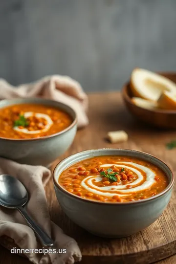 Creamy Coconut Red Lentil Soup Delight presentation