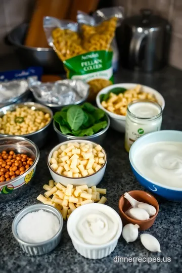 Creamy Ditalini Pasta with Spinach and Garlic ingredients