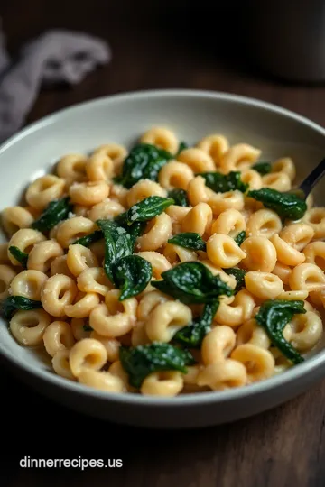 Creamy Ditalini Pasta with Spinach and Garlic presentation