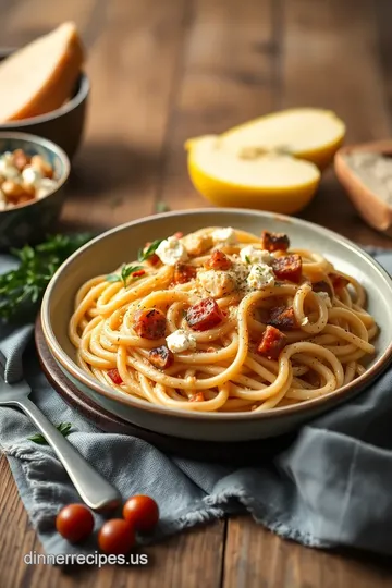 Creamy Baked Vegan Feta Pasta presentation