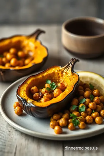 Roasted Acorn Squash with Curried Chickpeas presentation