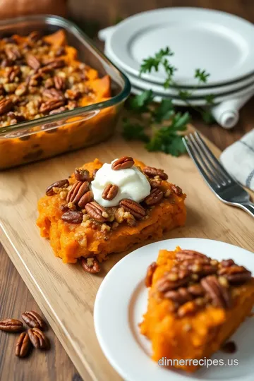 Bake Sweet Potato Casserole with Pecan Topping presentation