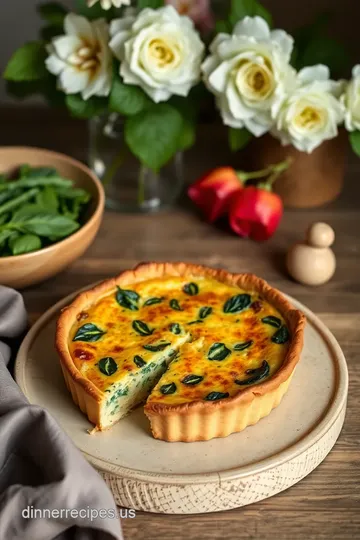Elegant Spinach Quiche for Mother&#039 s Day Brunch presentation