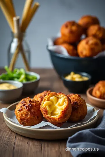 Crispy &amp Cheesy Fried Mac and Cheese Balls presentation