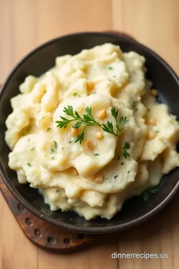 Creamy Mashed Garlic Potatoes presentation