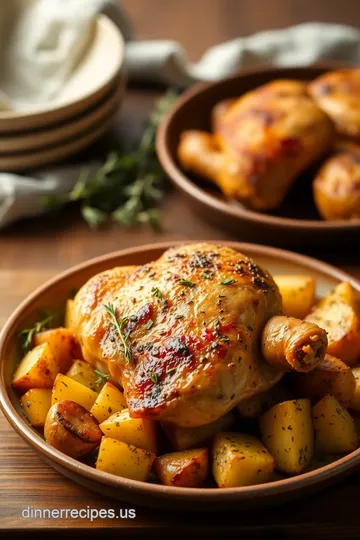 Herb-Infused Roasted Chicken with Garlic Herb Potatoes presentation