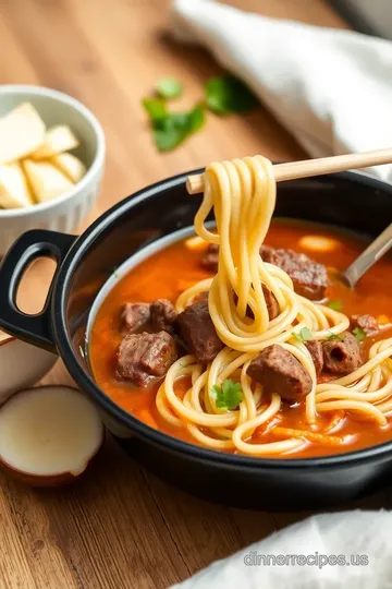 Savory Slow Cooker Beef Noodle Soup Delight presentation