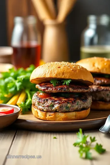Herb-Infused Grilled Beef Burgers presentation