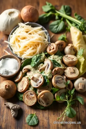 Quick Spinach Mushroom Alfredo: A 30-Minute Pasta Delight ingredients