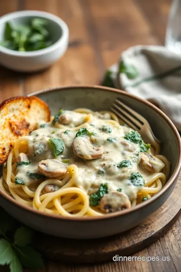 Quick Spinach Mushroom Alfredo: A 30-Minute Pasta Delight presentation