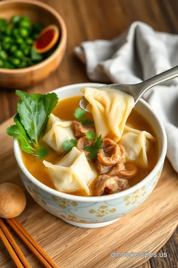 Quick Wonton Soup with Pork &amp Ginger presentation
