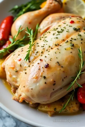 Roast Chicken with Herb Butter &amp Veggies presentation