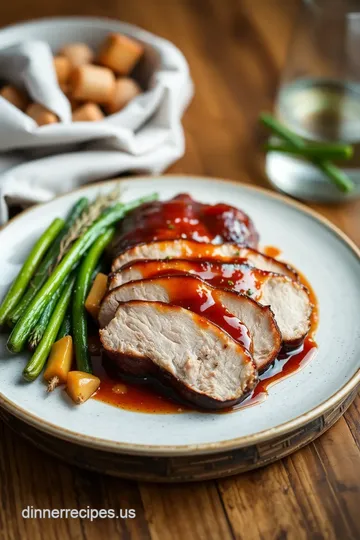 Roast Honey Glazed Pork with Veggies presentation