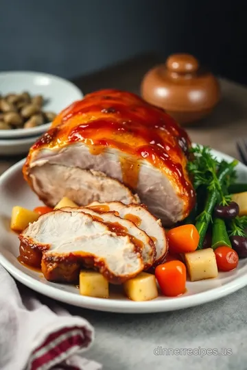 Roast Pork with Honey Glaze &amp Vegetables presentation