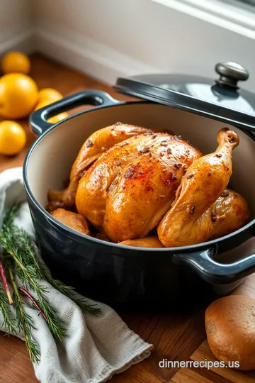 Ultimate Juicy Roast Whole Chicken in Dutch Oven presentation