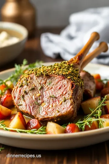 Buchanan’s Elegant Herb-Crusted Rack of Lamb presentation