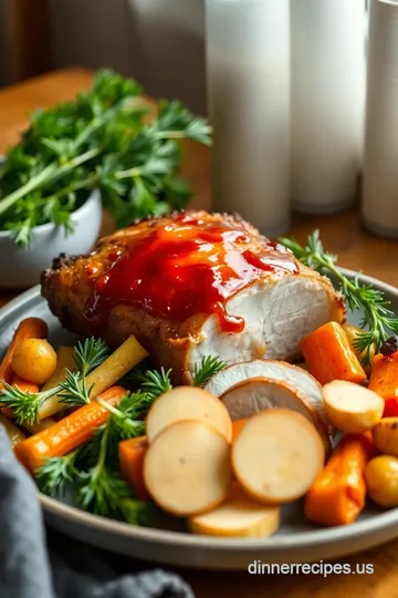 Honey-Glazed Roasted Pork with Veggies presentation