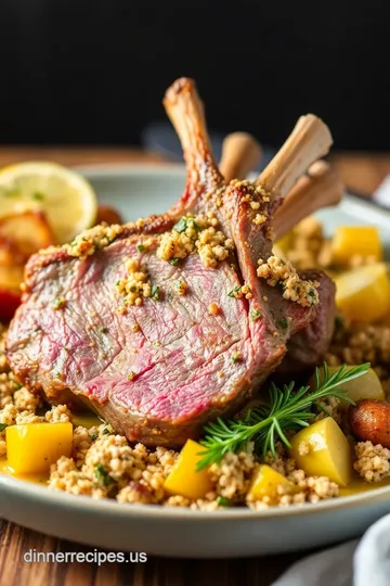 Herb-Crusted Rack of Lamb with Garlic Mashed Potatoes presentation