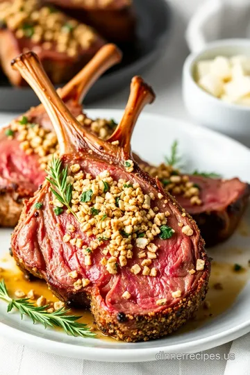 Herb-Crusted Rack of Lamb with Red Wine Reduction presentation