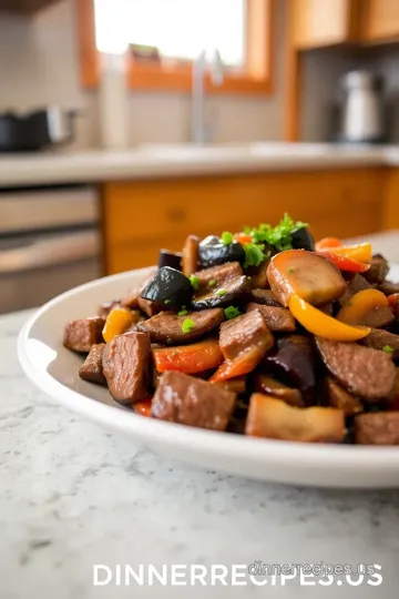 Eggplant Mushroom Stir Fry with Beef steps