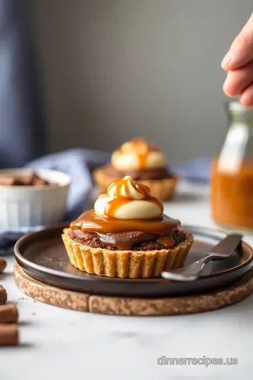 Decadent Snickers Tart with Caramel Magic presentation
